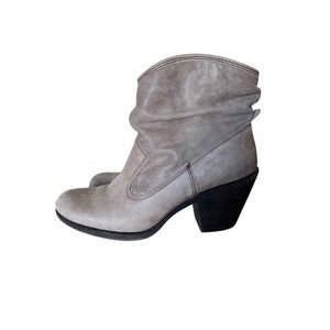 Montana Womens 11M Leather Western Ankle Boots Slouchy Stacked Heel Booties Boho